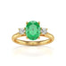 18ct Gold Diamond Emerald Engagement Ring - Oval Shape