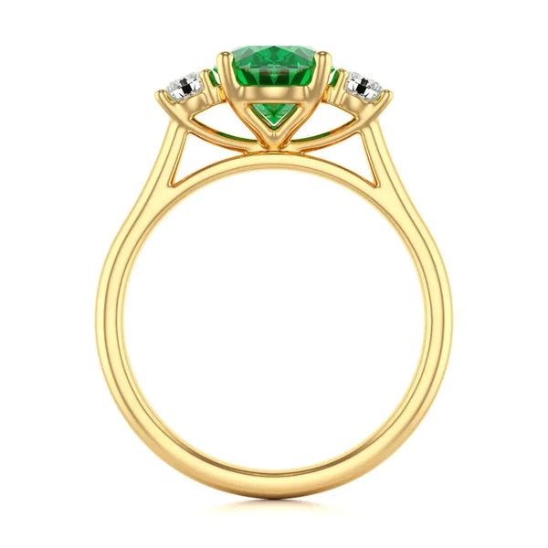 18ct Rose Gold Diamond oval shape Emerald Engagement Ring 