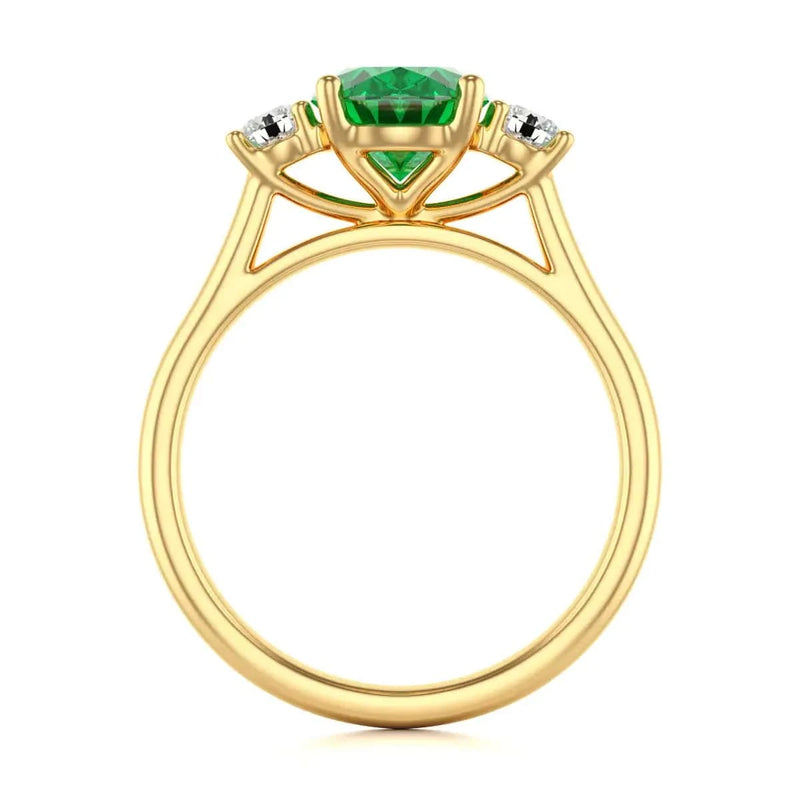 18ct Gold Diamond Emerald Engagement Ring  