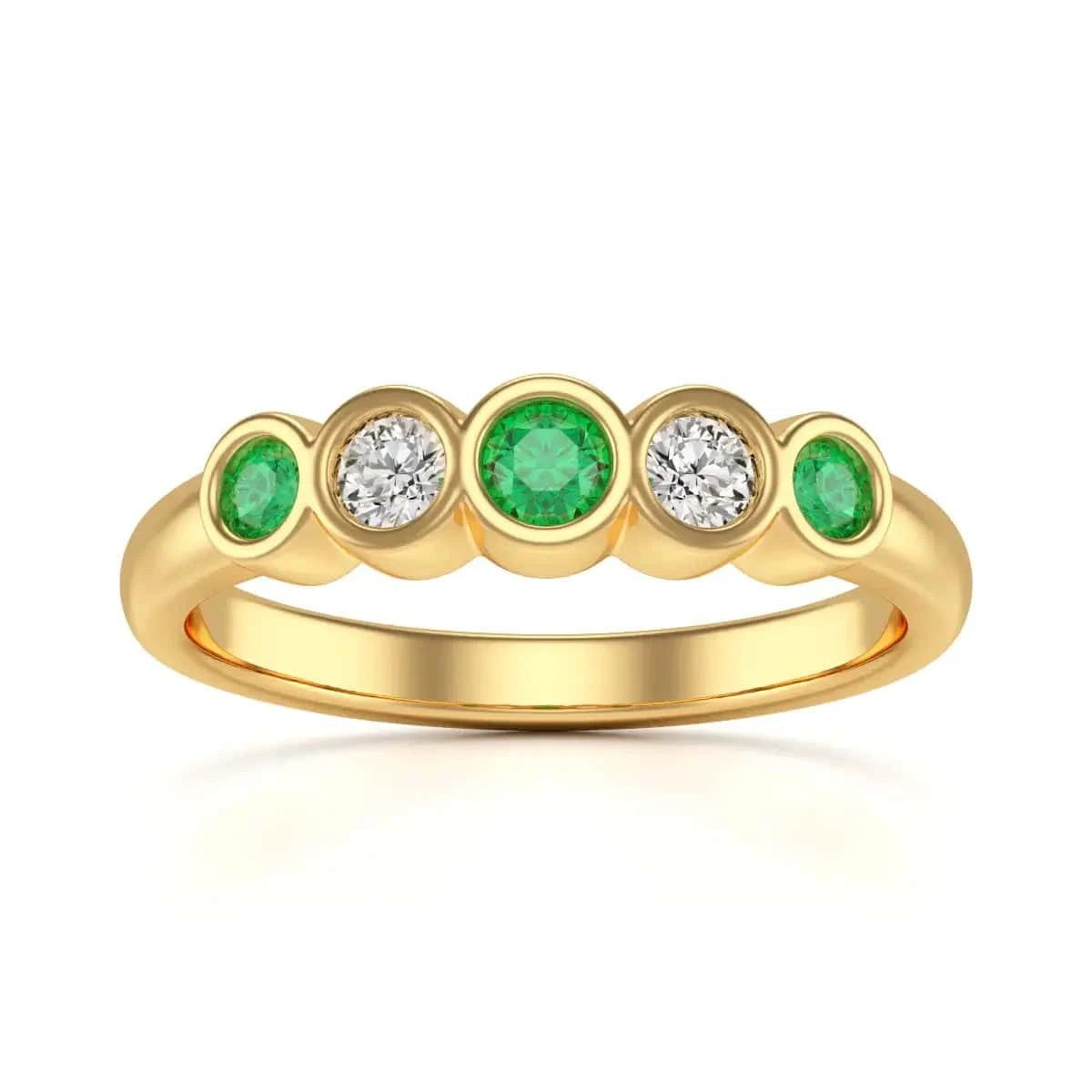 18ct Gold Diamond Emerald Eternity Engagement Ring 