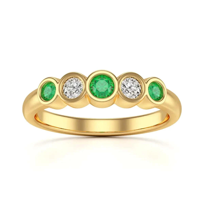 18ct Gold Diamond Emerald Eternity Engagement Ring 