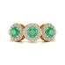 18ct Gold Diamond Halo 3 Emeralds Ring 