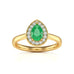 18ct Gold Diamond Halo Emerald Engagement Ring - Pear Shape