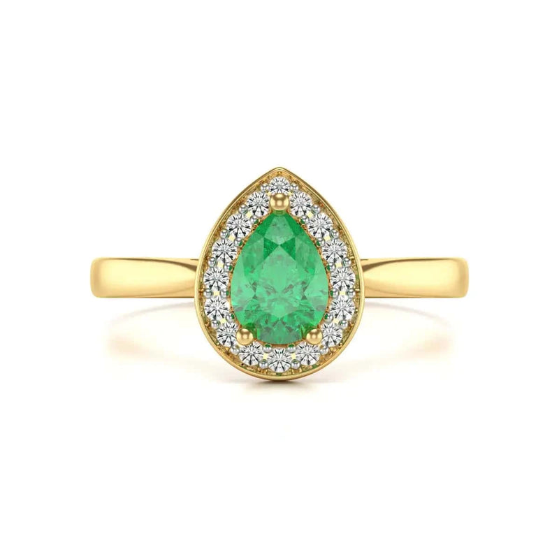 18ct Gold Diamond Halo Emerald  Ring 