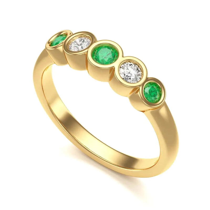 18ct Gold Diamond Round Emerald Eternity Engagement Ring 