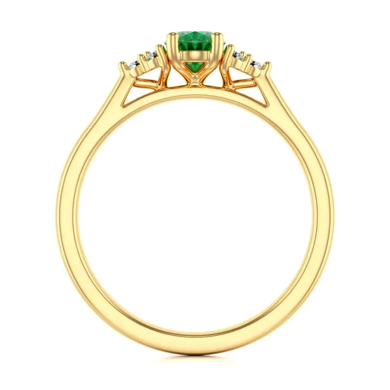 18ct Gold Diamond Trefoil Emerald Engagement Ring 