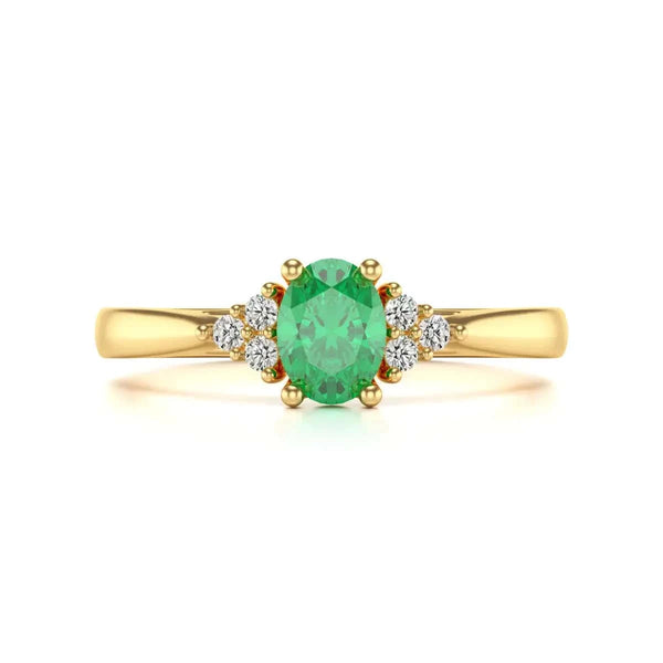 18ct Rose Gold Diamond Trefoil Emerald Ring 