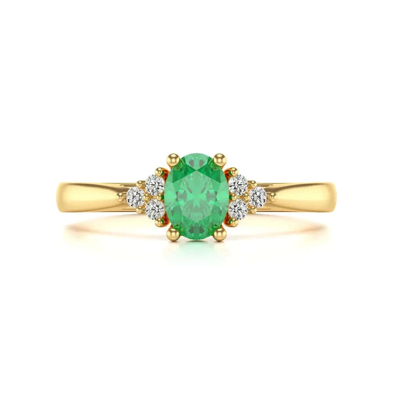 18ct Gold Diamond Trefoil Emerald Ring 