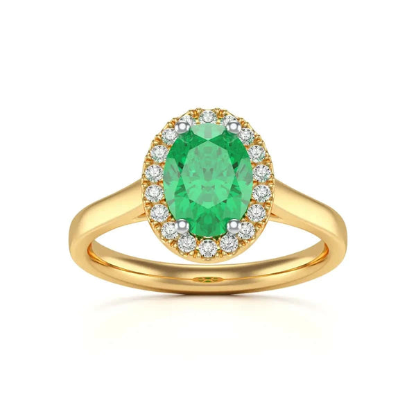 Rose gold Gold Halo Emerald Engagement Ring - Oval Shape