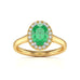 18ct Gold Halo Emerald Engagement Ring - Oval Shape