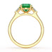 18ct Gold Emerald oval center with trillion shaped diamonds rings