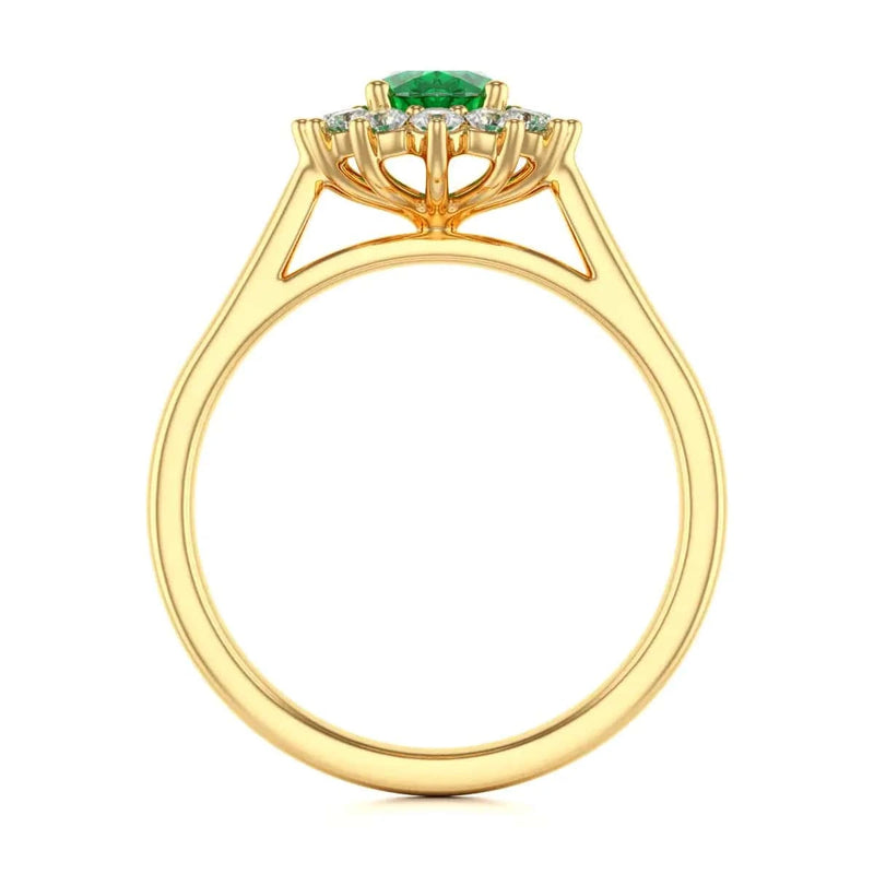 18ct Gold Halo Emerald Engagement
