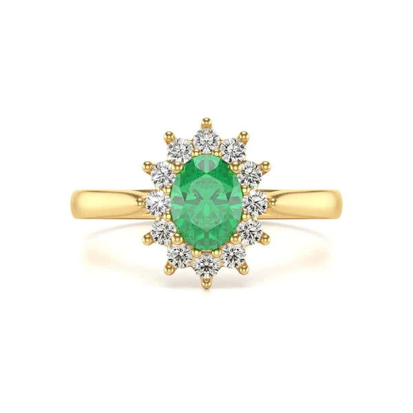 18ct rose Gold Halo Emerald Engagement Ring 