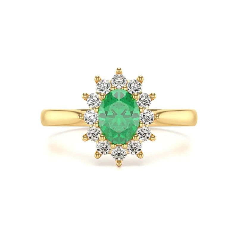 18ct Gold Halo Emerald Engagement Ring