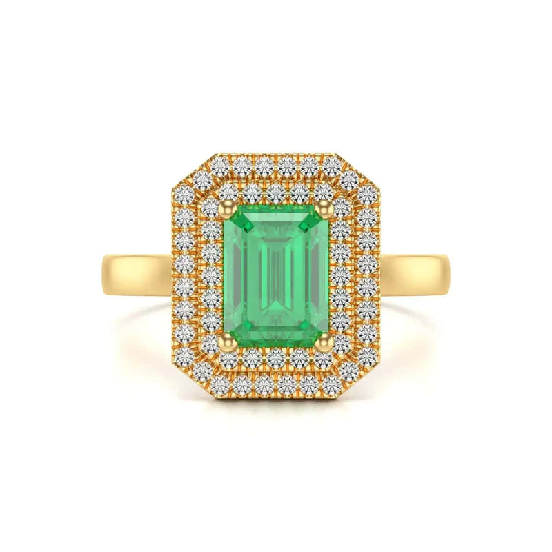 18ct Gold Halo Emerald  Ring 