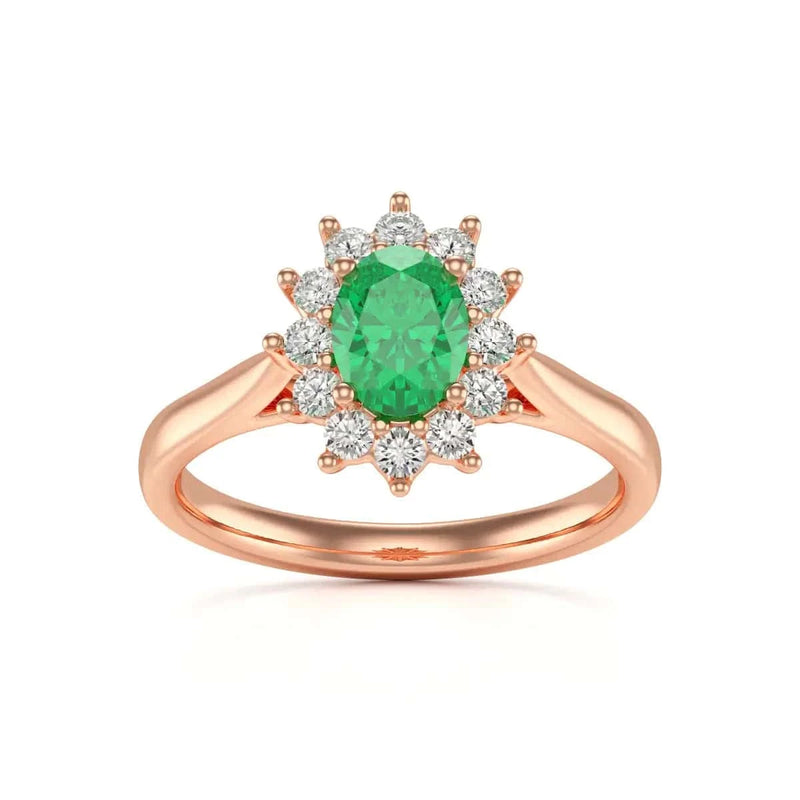 18ct Gold Halo Emerald ring for engagement