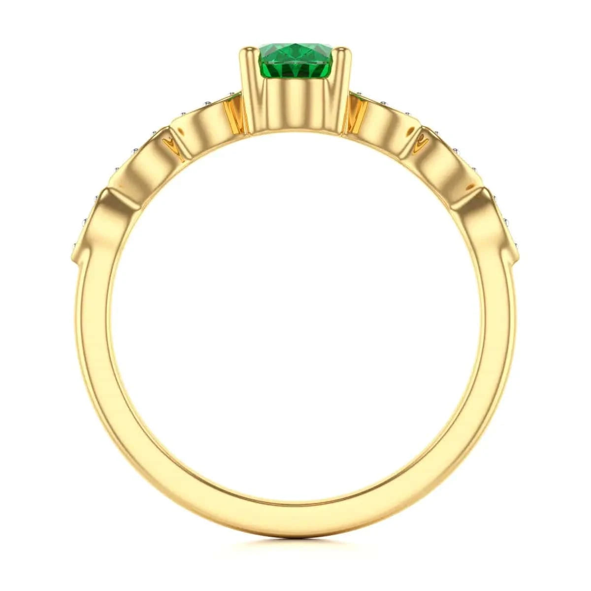 18ct  Gold Natural Emerald merquise shoulder Engagement ring