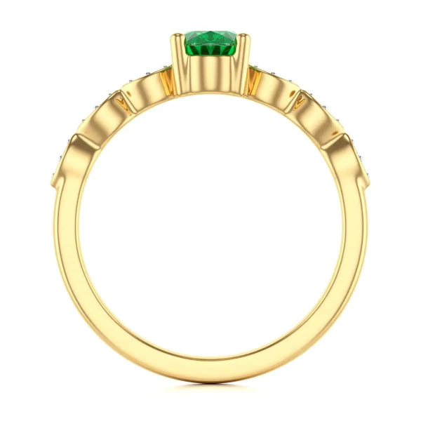 18ct Rose Gold Natural Emerald merquise shoulder Engagement ring 