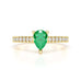 18ct Gold Pear Emerald with Diamond  Engagement Ring
