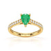 18ct Gold Pear Emerald with Diamond Set Shoulders Ring