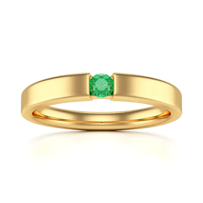 18ct Gold Tension set Emerald Ring - Round Shape