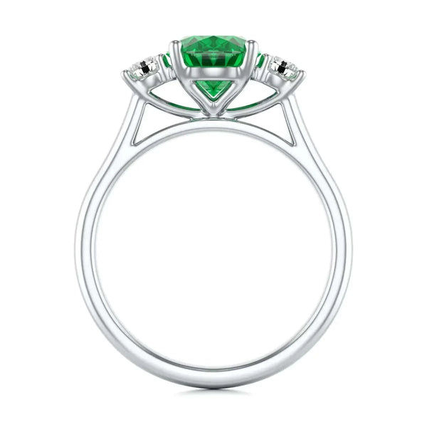 18ct Rose Gold Diamond oval shape Emerald Engagement Ring 