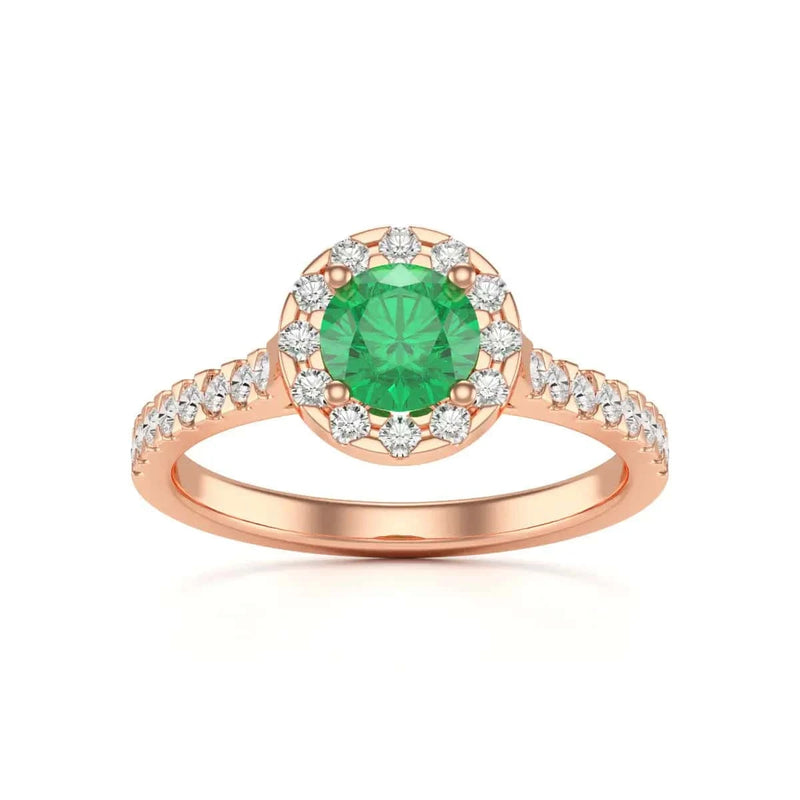 18ct  Platinum halo emerald engagment ring round