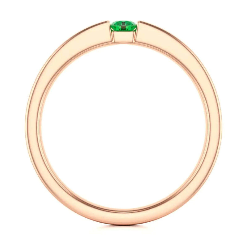 18ct Red Gold Tension set Emerald Ring - Round