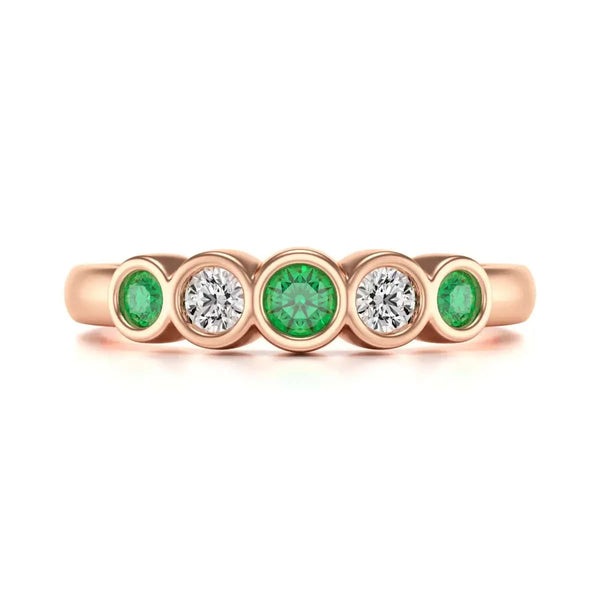  Rose Gold Diamond Emerald   Engagement Ring 