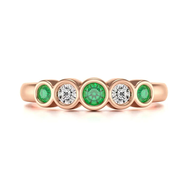 18ct Rose Gold Diamond Emerald   Engagement Ring 