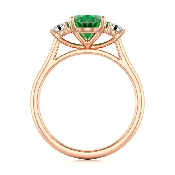 18ct Rose Gold Diamond oval shape Emerald Engagement Ring 