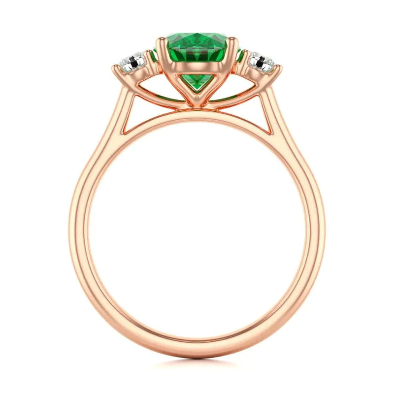 18ct Rose Gold Diamond Emerald Engagement Ring  Oval