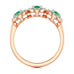 18ct Rose Gold Diamond Halo 3 Emeralds engagement Ring 