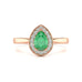 18ct Rose Gold Diamond Halo Emerald Ring 