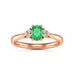 18ct Rose Gold Diamond Trefoil Emerald Engagement Ring - Oval Shape