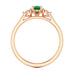 18ct Rose Gold Diamond Trefoil Emerald Engagement Ring 