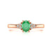 18ct Rose Gold Diamond Trefoil Emerald Ring 