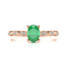 18ct Rose Gold Natural Emerald merquise shoulder Engagement ring 