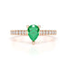 18ct Rose Gold Pear Emerald with Diamond  Engagement Ring