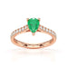 18ct Rose Gold Pear Emerald with Diamond Set Shoulders Ring