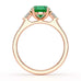 18ct Rose gold Emerald oval center with trillion shaped  rings