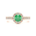 18ct  Rose Gold halo emerald engagment ring