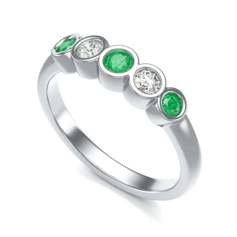 18ct White Gold Diamond Emerald Eternity Engagement Ring 