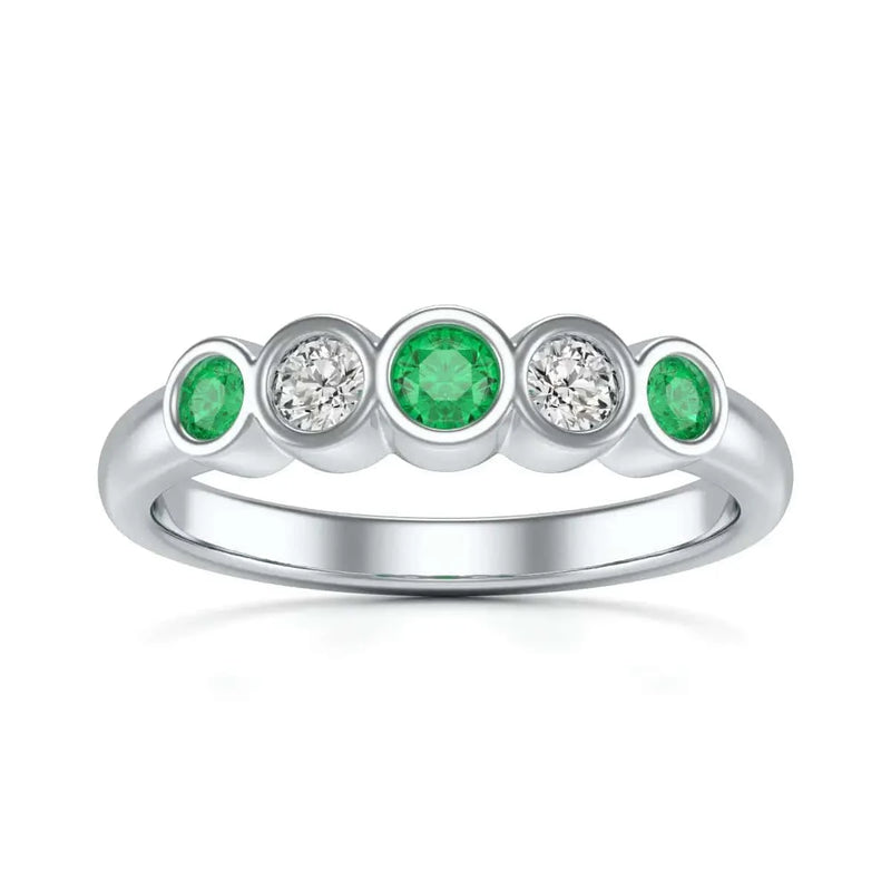 18ct White Gold Diamond Emerald Eternity Engagement Ring 