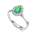 18ct White Gold Diamond Halo Emerald Engagement Ring 
