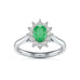 18ct White Gold Halo Emerald Engagement Ring - Oval Shape