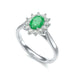 18ct White Gold Halo Emerald Engagement Ring 