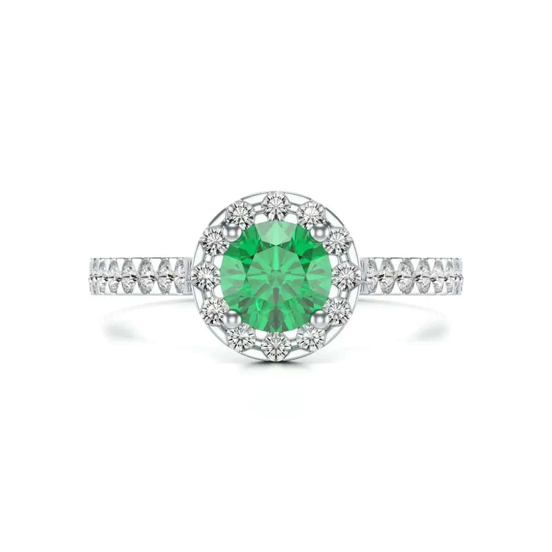 18ct  Gold halo emerald engagment ring