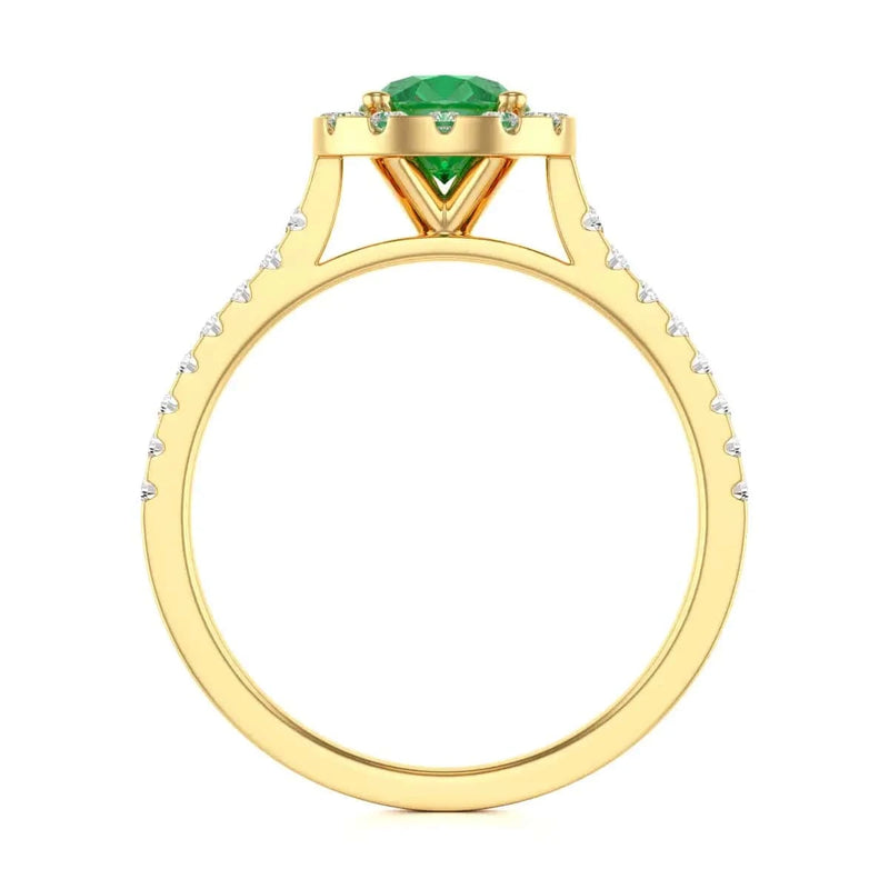 18ct Yellow gold emerald engagement ring