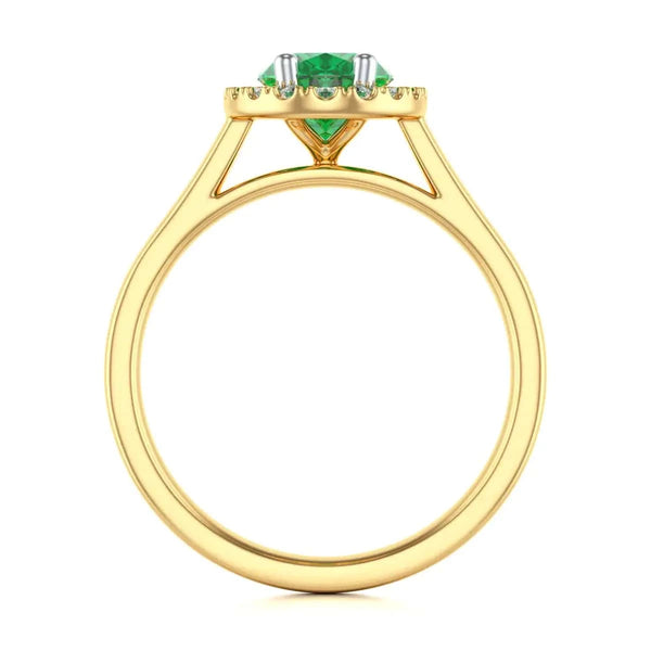 Rose gold Gold Halo Emerald Engagement Ring - Oval Shape